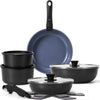 15 Pcs Pots and Pans Set Non Stick, Detachable Handle Ceramic Cookware Sets Nonstick, Non Toxic Induction RV Kitchen Cooking Set with Removable Handles, Dishwasher/Oven Safe, Easy Clean
