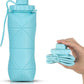 Silicone Collapsible Water Bottles,Lightweight Reusable Leakproof For Traveling Camping Hiking Cycling Sports Outdoor,Foldable Portable Travel Water Bottle 600ML Blue 1Pack.