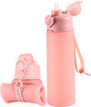 TakeToday Collapsible Water Bottles 20oz, Leak Proof, BPA-Free, Foldable Silicone Travel Water Bottle with Straw Strap for Cycling, Hiking, Outdoors