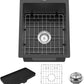 Small Black Kitchen Sink,15x20 Inch Stainless Steel Drop In Toprmount Kitchen&Bar Sink Ideal Choice For Small Space, Prep Area, RV With Bottom Grid,Soap Mat And Drain Assembly