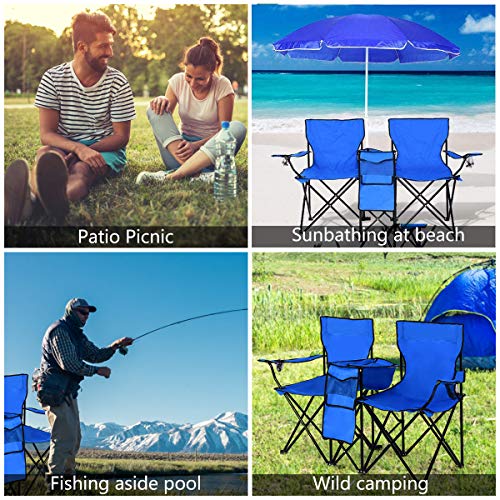 Double Camping Chair with Umbrella