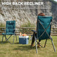 Folding Camping Recliner Chair Fully Padded with Adjustable High Back Support Portable for Adults Patio Reclining Chair Green