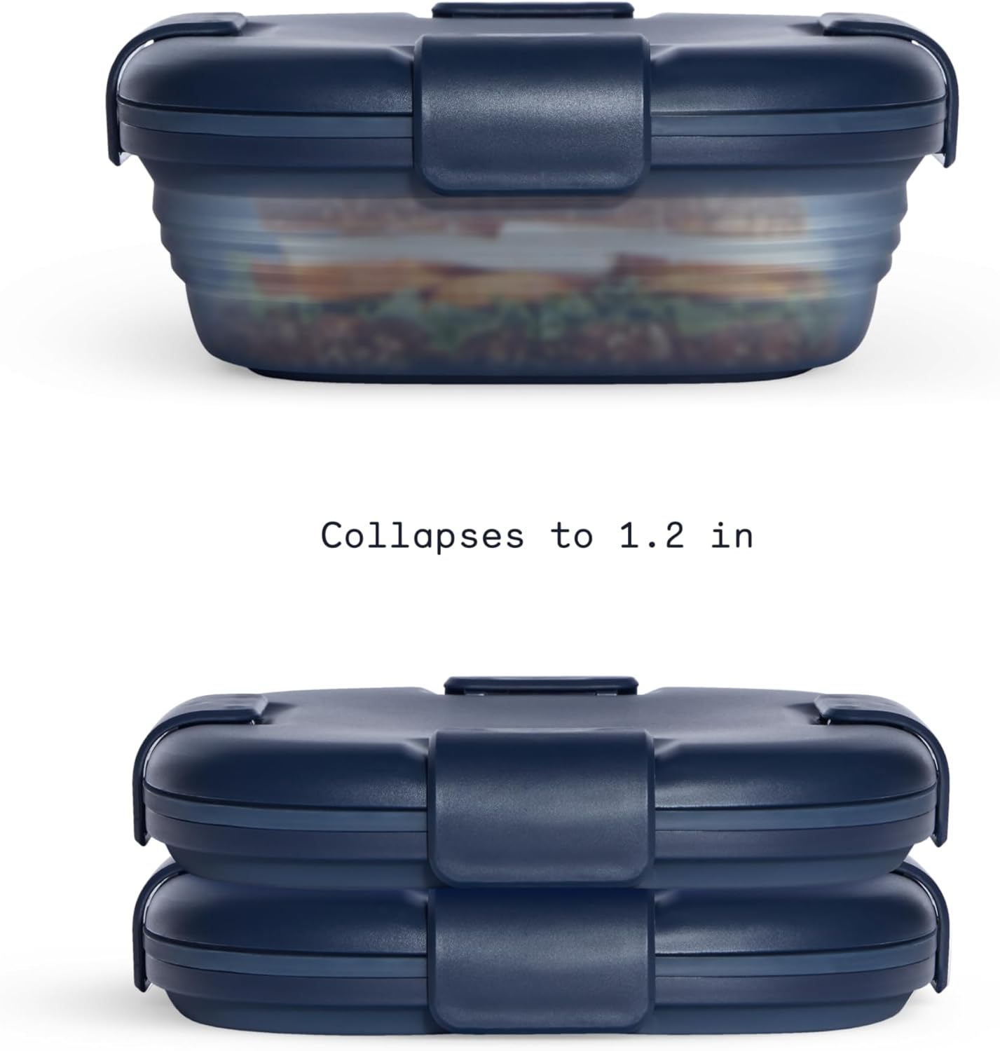 STOJO Collapsible Sandwich Box – 24oz, Reusable Food Storage Container, Silicone Bowl for Hot/Cold Food – Meal Prep, Lunch, Camping, Hiking – Dishwasher Safe (Set of 3, Translucent Denim)