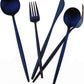 Gugrida 20-Piece 18/10 Stainless Steel Flatware Silverware, Luxury Dinnerware Set Travel Cutlery Tableware Include Knife Fork Spoon Service for 4,Healthy & Eco-Friendly Dishwasher Safe (Blue Matte)