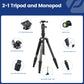Fotopro 59" Carbon Fiber Travel Tripod, Lightweight Compact Camera Tripod with Ball Head Quick Release Plate, Compact Detachable Monopod with Carry Bag, Load up to 8KG/17.63lbs