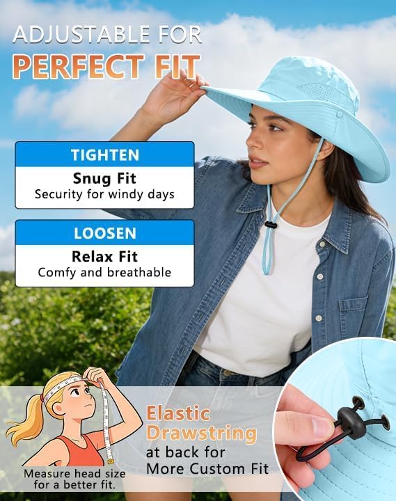 UPF 50+ Wide Brim Sun Hat with Neck Flap