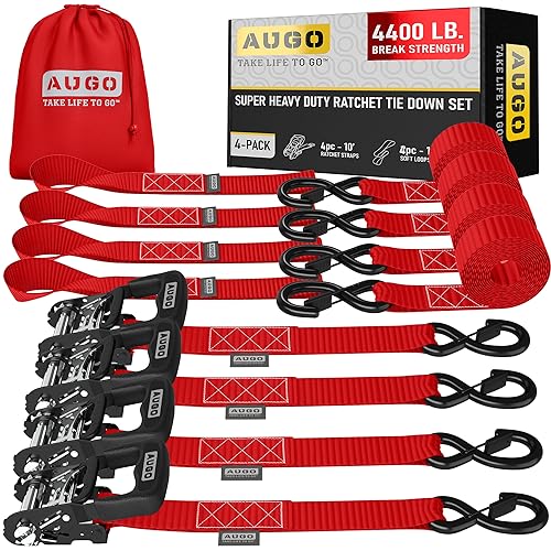 Heavy Duty Ratchet Straps & Soft Loops (4 Count)