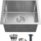 POPFLY 18 Inch Drop In Kitchen Sink, 304 Stainless Steel Top mount Handmade Single Bowl Kitchen Sink 9 Inches Deep Bar Prep Sink, Brushed Nickel（18×18×9）