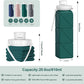 Portable Collapsible Water Bottles,BPA Free Food-Grade Silicone Reusable water Bottle For Outdoor Travel Hiking Sports,Compact,Lightweight Easy To Carry,Leakproof Water Bottles,Dark Green