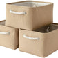 TheWarmHome Storage Bins for Shelves - Medium 3Pack 13.8L*9.8W*6.7H inch Canves Storage Basket for Organizing, Fabric Storage with Handles for Clothes Baby Dog Toys(Beige)