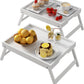 Bed Tray Table with Folding Legs,Bamboo Breakfast in Bed for Kitchen Serving Tray,Sofa,Eating,Used As Laptop Desk Snack Tray 2 Pack (White)