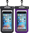 Hiearcool Universal Waterproof Phone Pouch Compatible for iPhone 16 15 14 13 Pro Max Plus Up to 8.3", IPX8 Beach Travel Essentials-Black&Purple-2Pack