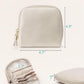 Vlando Small Travel Jewelry Case,Travel Gifts for Women,Jewelry Pouch Bags with Zipper,Velvet Jewelry Organizer Storage Bag for Bracelet Rings Earring-Cream White