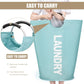 DOKEHOM 90L Large Laundry Basket, Collapsible Laundry Bag, Freestanding Tall Clothes Hamper, Foldable Washing Bin (Light Blue)
