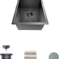 TORVA Bar Sink,TORVA 14 x 18 Inch Undermount Kitchen Sink,Gloss Black PVD Coated Gunmetal Sink,16 Gauge 304 Stainless Steel Single Bowl Wet Bar or Prep Sink with Zero-Radius Corners,Dark Gray