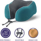 napfun Neck Pillow for Traveling, Upgraded Travel Neck Pillow for Airplane 100% Pure Memory Foam Travel Pillow for Flight Headrest Sleep, Portable Plane Accessories, Teal Set, Medium (120-200LB)