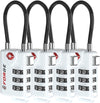 TSA Approved Cable Luggage Locks, Re-settable Combination with Alloy Body (White 4 Locks)