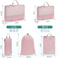 WANDF 7 Set Compression Packing Cubes for Travel, Shirt Folder for Wrinkle-Free, Suitcase Organizer Bags Set for Carry-On Checked Luggage Duffle Bag Women Men(Pink)