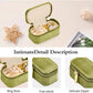 Small Travel Jewelry Case, Mini Tiny Plush Velvet Jewelry Box for Women and Girls, Pocket Size Jewelry holder organizer for Rings Earrings and Small Items(Mistletoe Green)