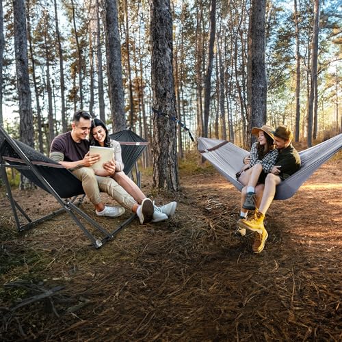 Combo x2 Hammocks with Stand for Outside & Tree Straps