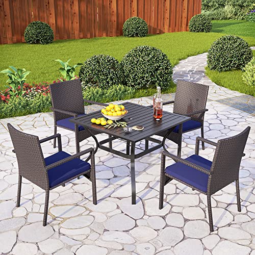 Wicker Patio Dining Chairs Set of 4 with Removable Cushions (4 Count)