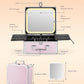 Qislee Makeup Box with A Detachable Lighted Mirror, Waterproof Travel Train Case, Cosmetic Organizer and Makeup Suitcase with Adjustable Dividers, Magnetic LED Mirror(Icy Pink)