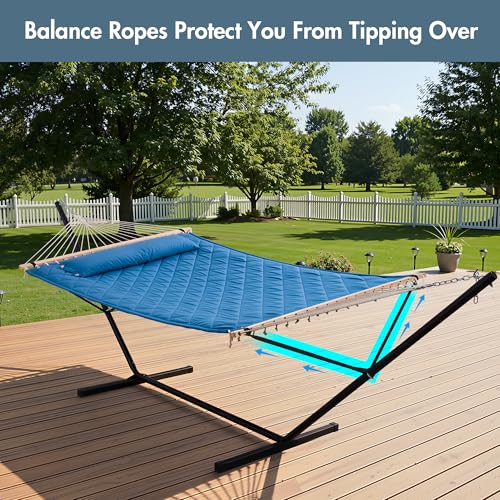 Double Hammock with 12 Feet Heavy Duty Steel Stand Combo