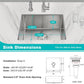 20 x 16 Inch Undermount Kitchen Sink, 304 Stainless Steel Single Bowl Small Kitchen Bar Sink Undermount, Brushed Nickel