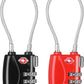 ZHEGE TSA Wire Lock 2 Pack Cable Luggage Lock with Alloy Body for Suitcase, Baggage, Backpack, Pistol Case (Black & Red)