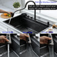 33 Inch Black Waterfall Drop In Kitchen Sink with Fuacet Combo-Bokaiya 33x22 Waterfall Kitchen Sink with Cup Washer Stainess Steel Top Mount 16 Gauge Deep Single Bowl Modern Kitchen Sinks