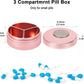 Metal Travel Pill Box 3 Compartment - Small Waterproof Pill Container Portable Daily Pill Case Pink Pocket Purse Medicine Organizer Holder for Medication Vitamins Fish Oils