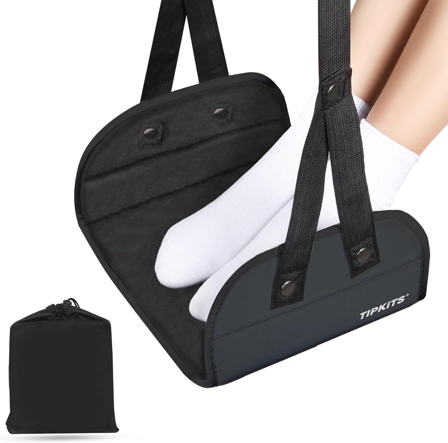 Airplane Footrest Made with Premium Memory Foam, Portable Foot Hammock with Comfortable No Clashing Base, Airplane Travel Accessories to Reduce Swelling and Soreness, Gifts for Travelers