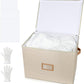 Wedding Dress Storage Box, Wedding Dress Preservation Box with Lid, Foldable Acid-Free Organizer with 1 Pair of Microfiber Gloves and 20 Sheets of Acid-Free Paper (1, Medium)