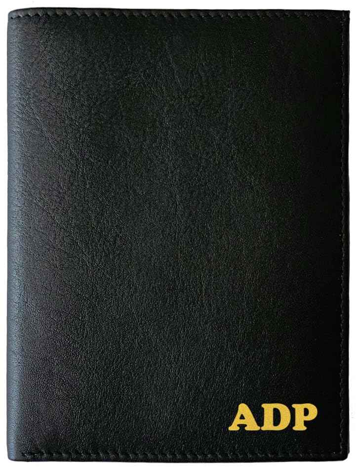 Deluxe Personalized Monogrammed Black Leather RFID Passport Wallet