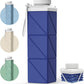 POMKAKA Collapsible Water Bottles 24.3oz(720ml), 2nd Generation Leakproof BPA-Free Travel Water Bottle,Lightweight Reusable Water bottle for Cycling Gym Camping Sports, Deep Ocean Blue