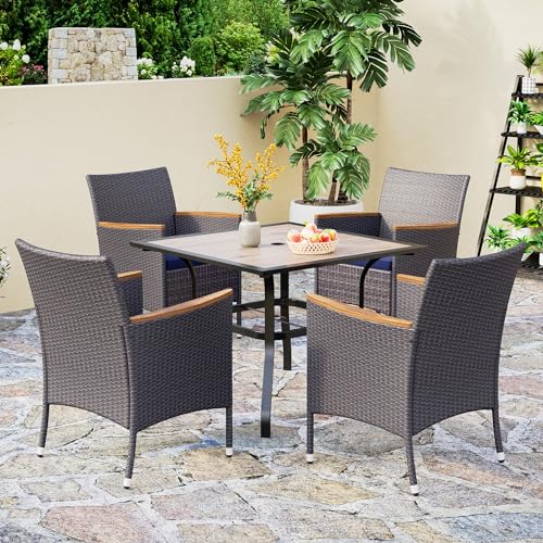 High Back Wicker Patio Dining Chairs Set of 4 (4 Count)