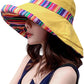 Women Wide Brim Sun Hats Metal Wired Edge Summer UV Protection Beach Fishing Hat for Hiking Garden Travel Chin Strap