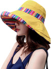 Women Wide Brim Sun Hats Metal Wired Edge Summer UV Protection Beach Fishing Hat for Hiking Garden Travel Chin Strap