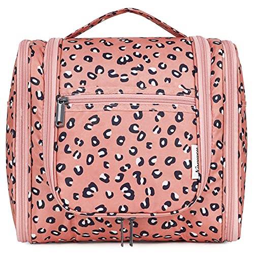 Hanging Cheetah Toiletry Bag for Women Travel Makeup Bag Organizer Toiletries Bag for Cosmetics Essentials Accessories