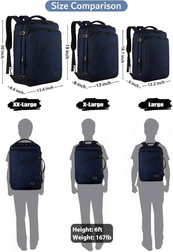 MATEIN Backpack for Travel, 27L Water Resistant Carry on Backpack Fits Overhead Bin, Convertible Work Daypack with 2 Handles, Hiking Daypack for Outdoor Sport,Travel Gifts for Men Women, Blue