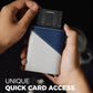Jenoss Smart Wallet For Men: Full Grain Leather, Handcrafted, Slide Metal Pop Up Case, Slim RFID Blocking Credit Card Holder, Minimalist, Compact 12 Cards Slot Organizers, ID, Money Clip (Grey & Navy)
