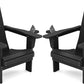 SERWALL HDPE Folding Adirondack Chair with Dual Cup Holder - Composite Adirondack Chair Set of 2- Black