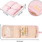 Voova Travel Jewelry Holder Organizer Case, Small Jewelry Storage Bag for Women Girls, Foldable Traveling Jewellery Pouch Roll for Necklaces Rings Earrings Bracelets, Mini, Light Pink