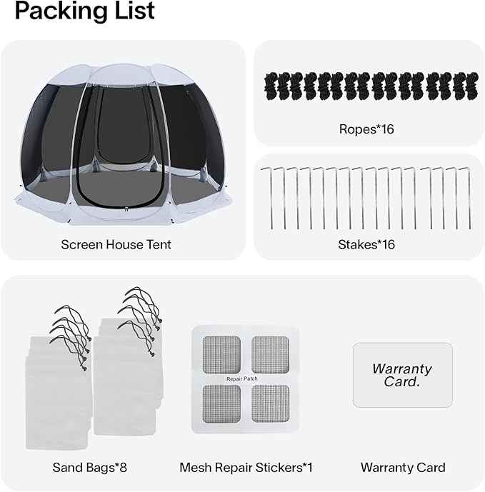 Alvantor Pop Up Screen House Gazebo with Mosquito Netting, Instant UV Resistant Sun Shelter for Patio & Backyard, Portable Canopy Tent for 2-10 Person