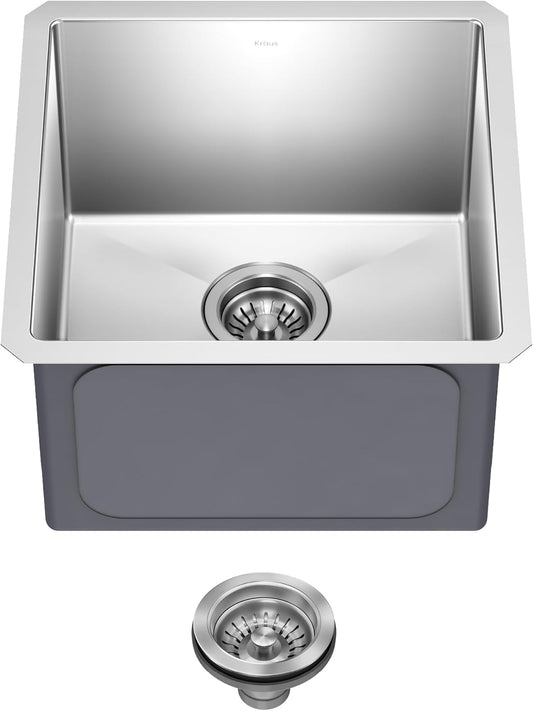 Kraus Kitchen Sink - Kraus Standart Pro 17-Inch Undermount Single Bowl, 16 Gauge Stainless Steel Kitchen Sinks, KHU101-17