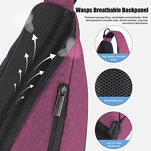 Sling Bag Men Backpack Unisex One Shoulder Bag Hiking Travel Backpack Crossbody with USB Port for Men Women Versatile Casual Daypack