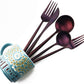 Matte Purple Silverware Set,Gugrida 5-Piece 18/10 Stainless Steel Satin Finish Flatware Set,Kitchen Utensil Set,Tableware Travel Cutlery Set for Camping Office or School Lunch, Dishwasher Safe