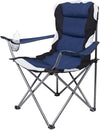 Internet's Best 2 Pack Padded Camping Folding Chair | Outdoor | Navy Blue | Sports | Cup Holder | Comfortable | Carry Bag | Beach | Quad