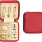 Travel Jewelry Case, Small Plush Velvet Jewelry Box for Women and Girls, Portable Jewelry holder organizer for Rings Earrings Necklaces Bracelets(Burgundy)