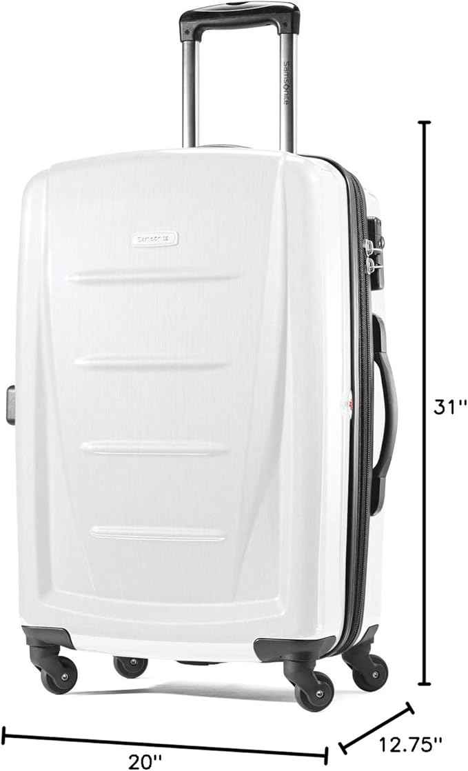 Samsonite Winfield 2 Hardside Expandable Luggage with Spinner Wheels, Checked-Large 28-Inch, Brushed White